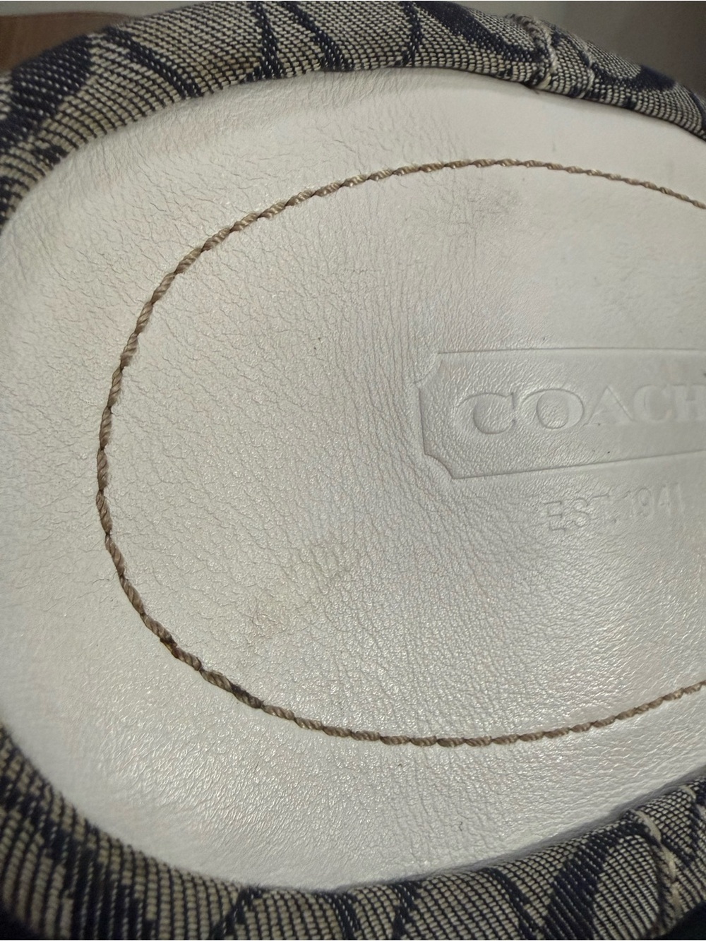 Coach 2007 Bleecker Signature Denim Bucket Bag Blue Canvas White Leather Y2K - Picture 13 of 13